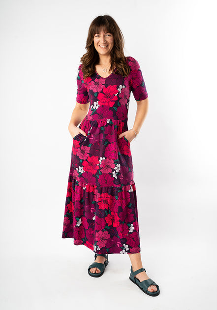 Florie Bold Floral Print Cotton Midaxi Dress