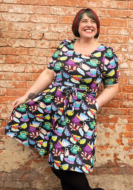 Tay Tea Cup Stack Print Dress